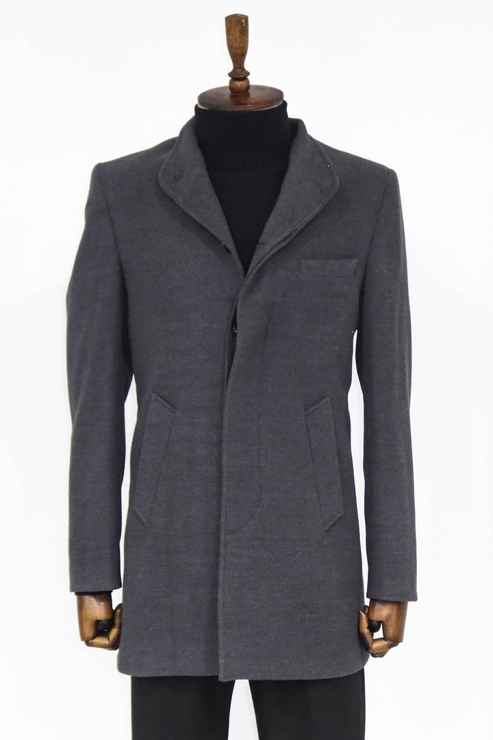 WSS Mandarin Collar Grey Men's Long Men's Coat  - Colmenar Viejo