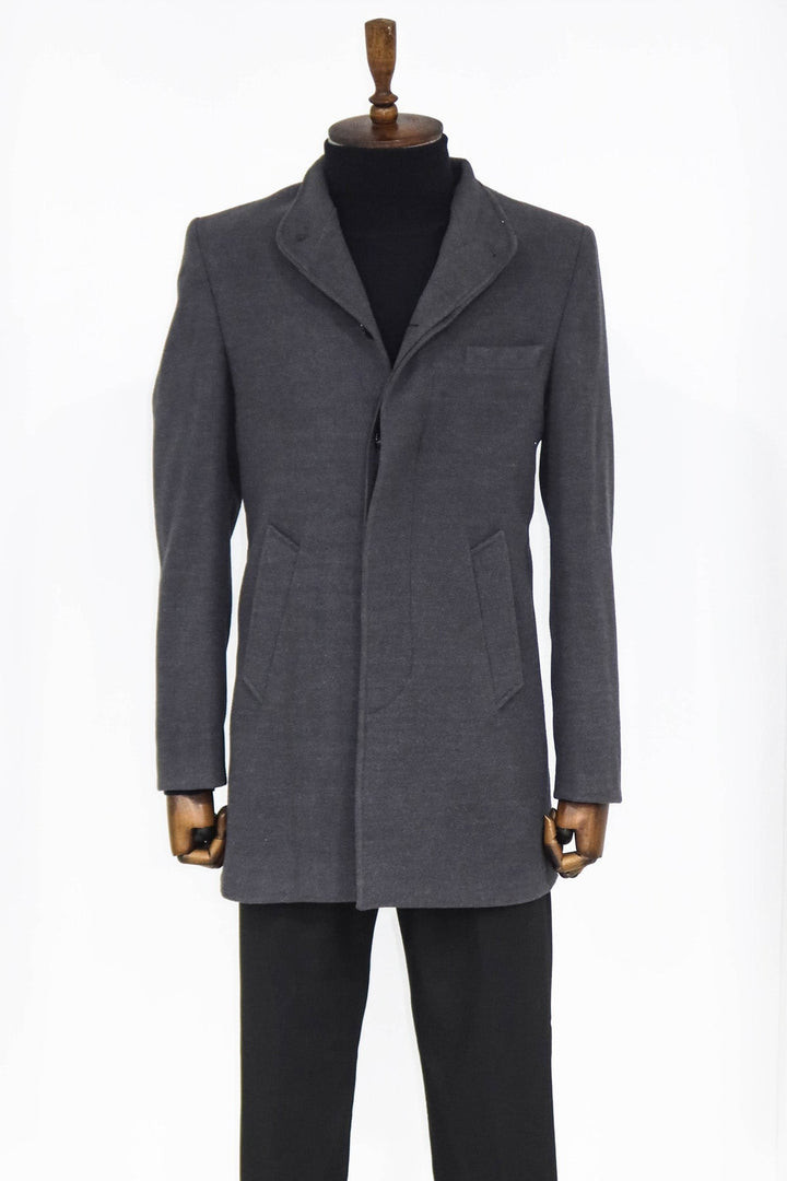 WSS Mandarin Collar Grey Men's Long Men's Coat  - Colmenar Viejo