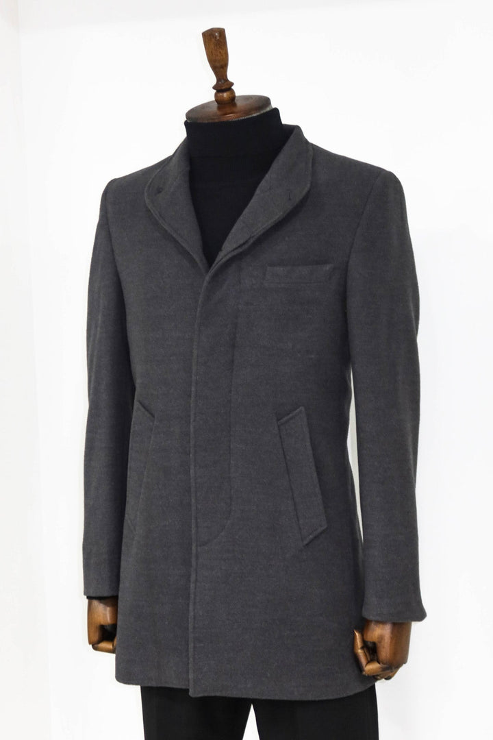 WSS Mandarin Collar Grey Men's Long Men's Coat  - Colmenar Viejo