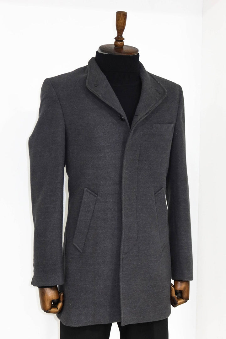 WSS Mandarin Collar Grey Men's Long Men's Coat  - Colmenar Viejo