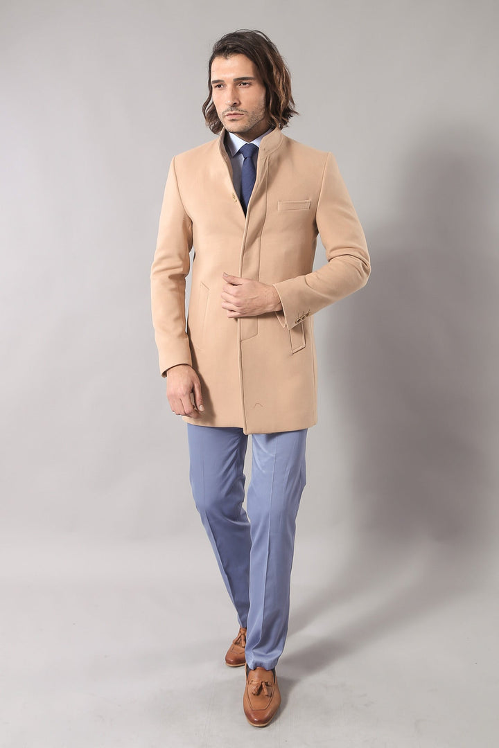 WSS Mandarin Collar Beige Men's Long Men's Coat  - San Sebastián de los Reyes