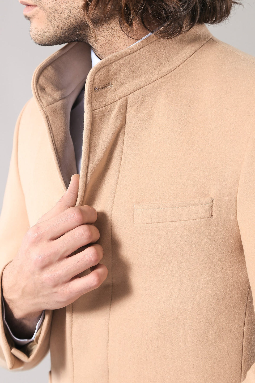 WSS Mandarin Collar Beige Men's Long Men's Coat  - San Sebastián de los Reyes