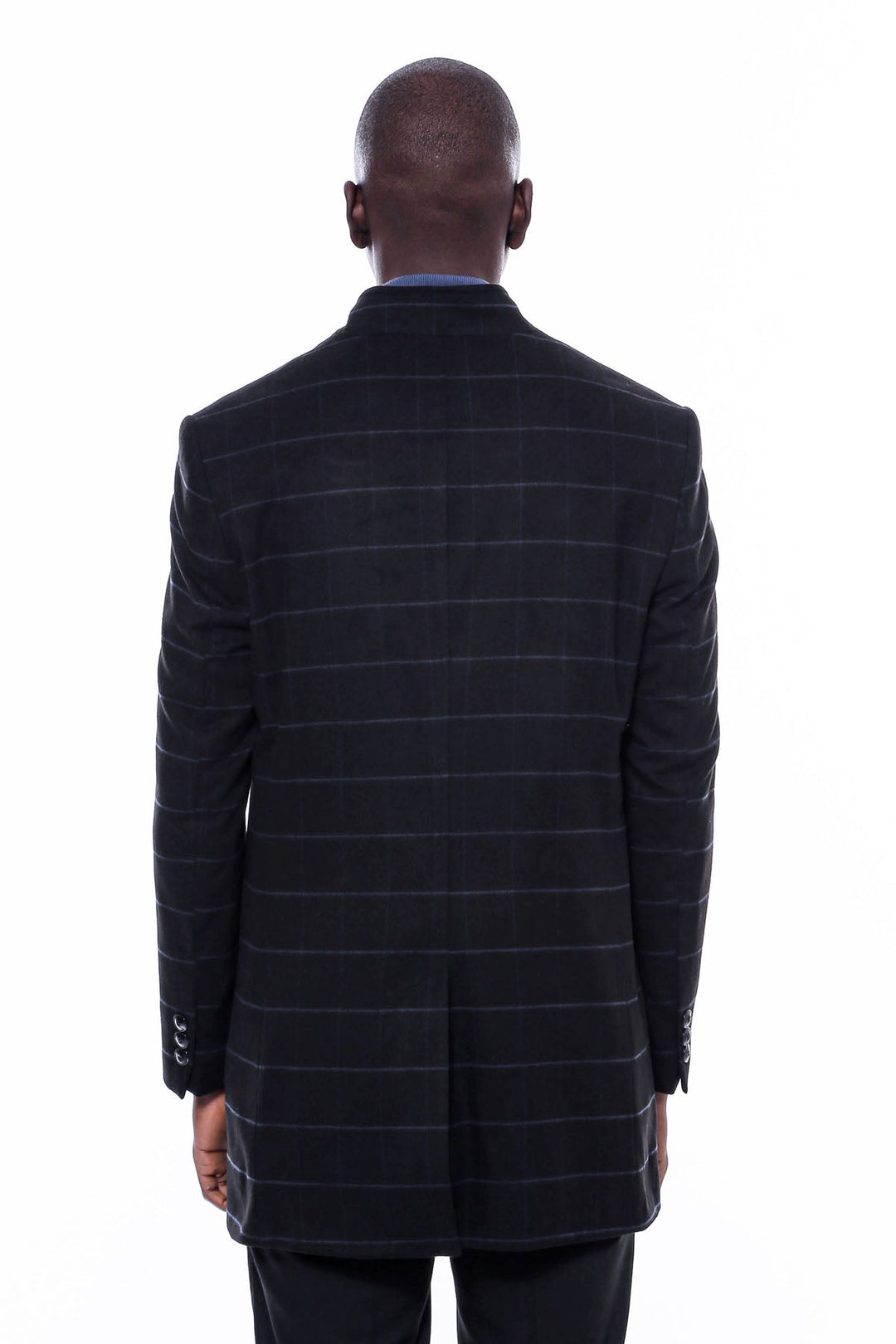 WSS Mandarin Collar Black Checked Coat  - Fermo