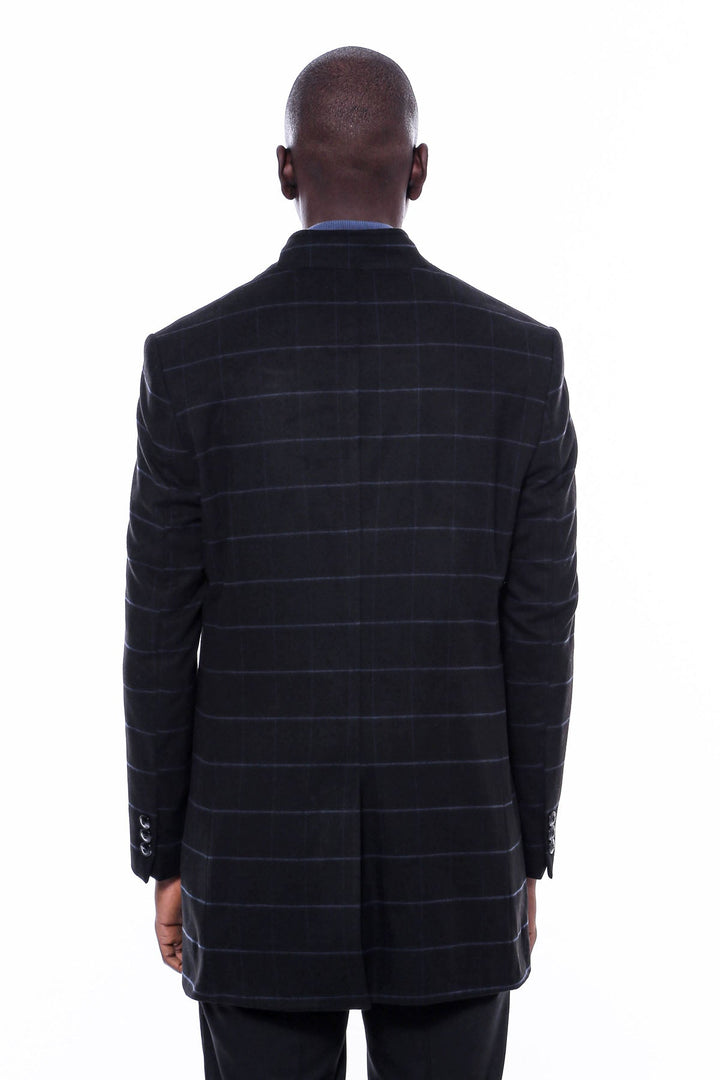 WSS Mandarin Collar Black Checked Coat  - Fermo