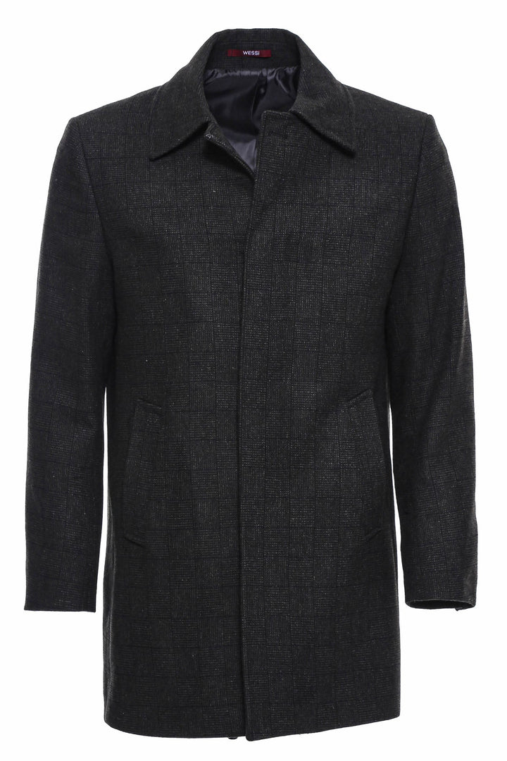WSS Black Hidden Button Peak Lapel Coat  - Crewe