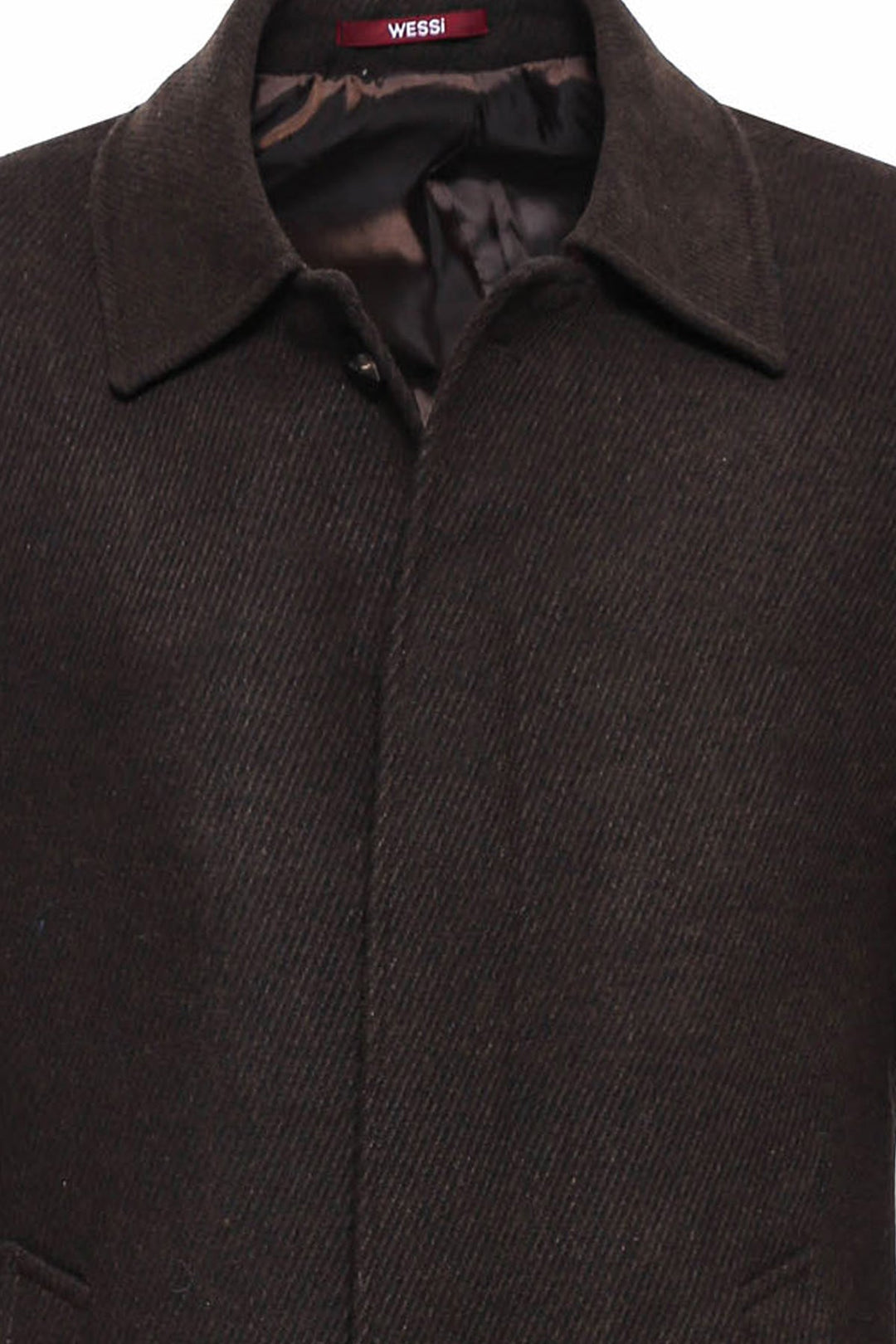 WSS Brown Hidden Button Peak Lapel Coat  - Singen