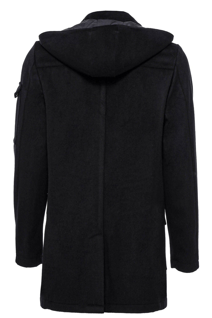 WSS Hooded Cachet Hidden Zippered Black Coat  - Singen
