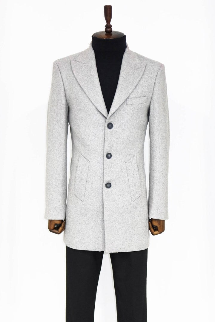 WSS Wide Lapel Wool Grey Men Coat  - Geelong