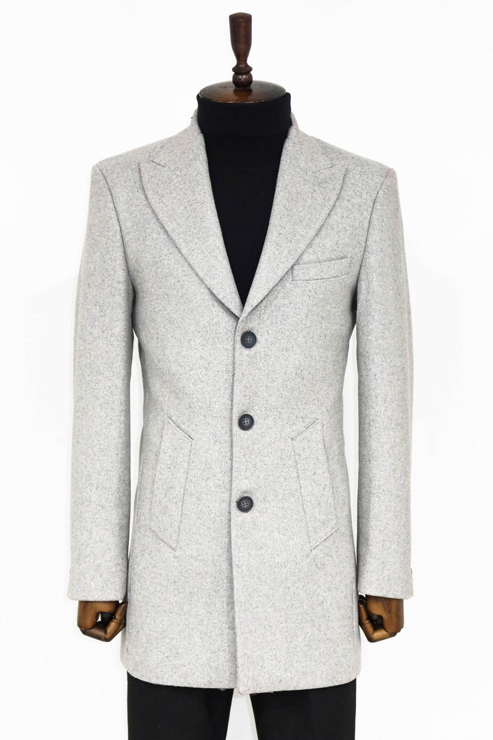WSS Wide Lapel Wool Grey Men Coat  - Geelong