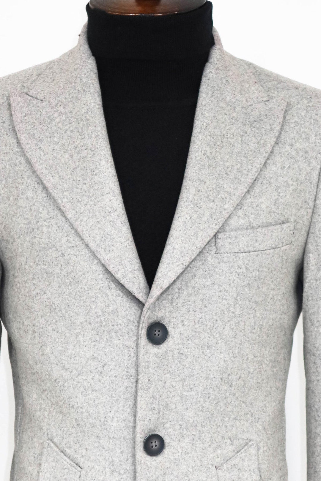 WSS Wide Lapel Wool Grey Men Coat  - Geelong