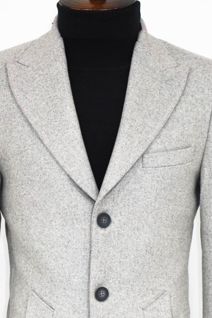WSS Wide Lapel Wool Grey Men Coat  - Geelong