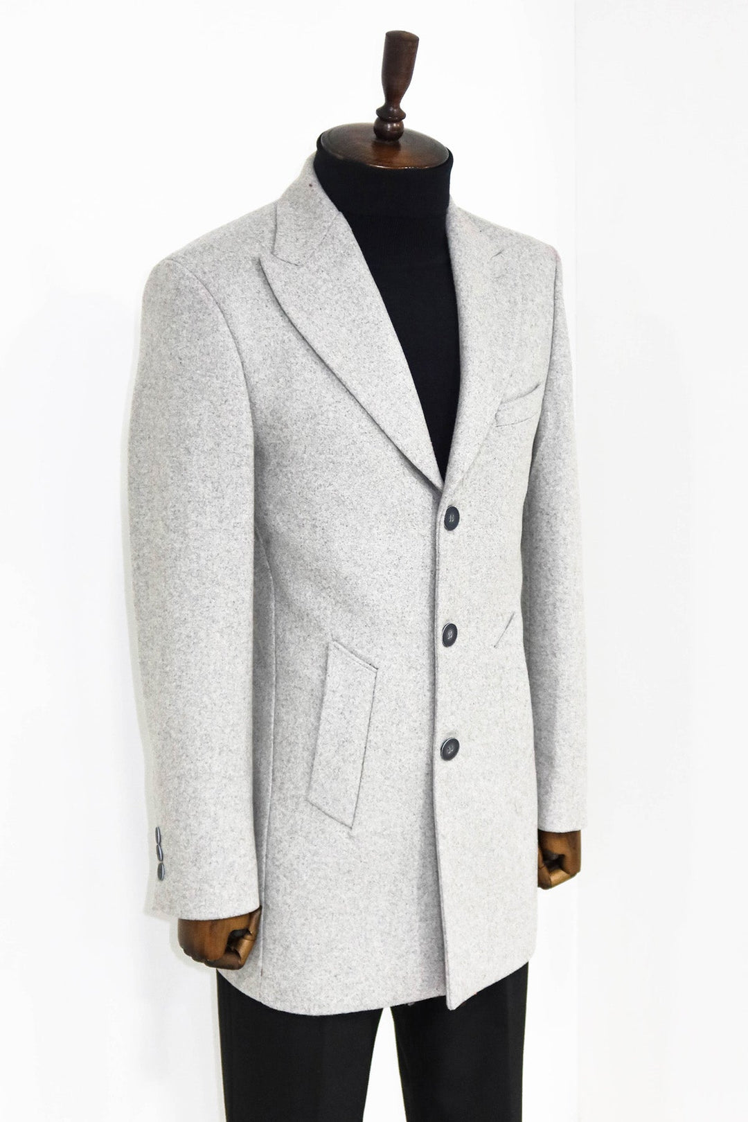 WSS Wide Lapel Wool Grey Men Coat  - Geelong