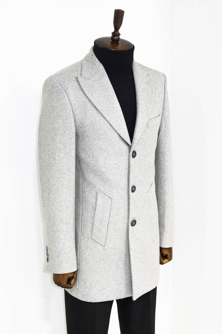 WSS Wide Lapel Wool Grey Men Coat  - Geelong