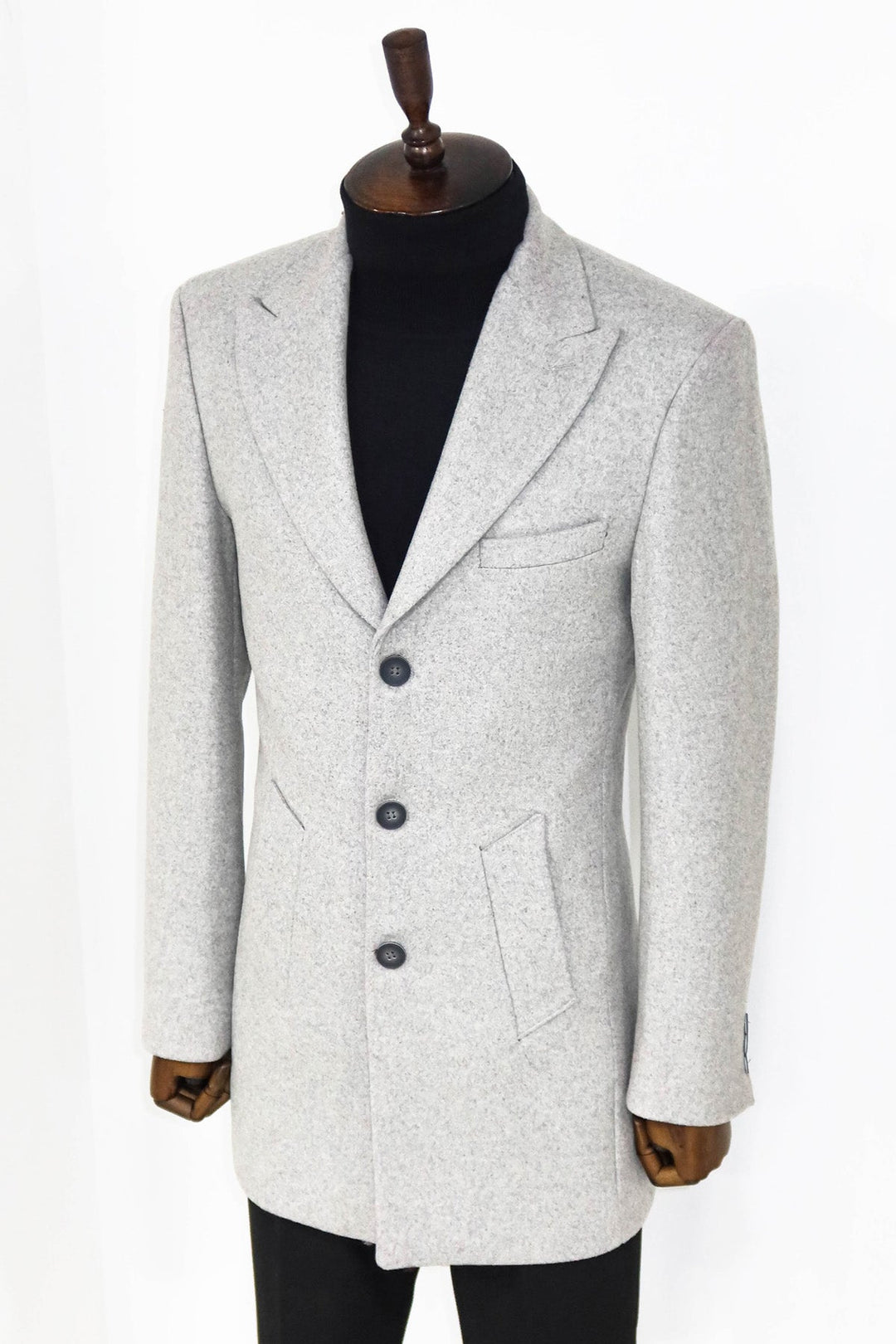 WSS Wide Lapel Wool Grey Men Coat  - Geelong