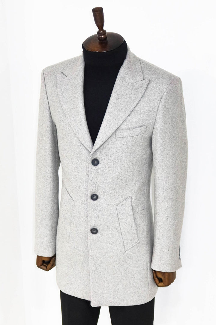 WSS Wide Lapel Wool Grey Men Coat  - Geelong