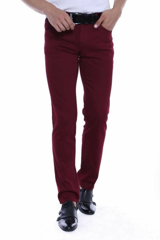 WSS Slim Fit Cotton Burgundy Men Pants  - El Mirage