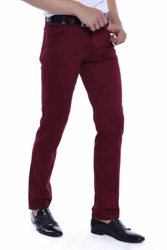 WSS Slim Fit Cotton Burgundy Men Pants  - El Mirage