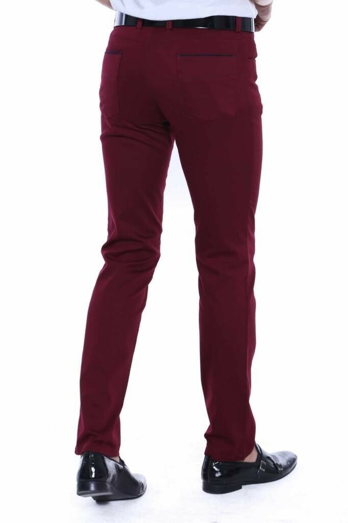 WSS Slim Fit Cotton Burgundy Men Pants  - El Mirage