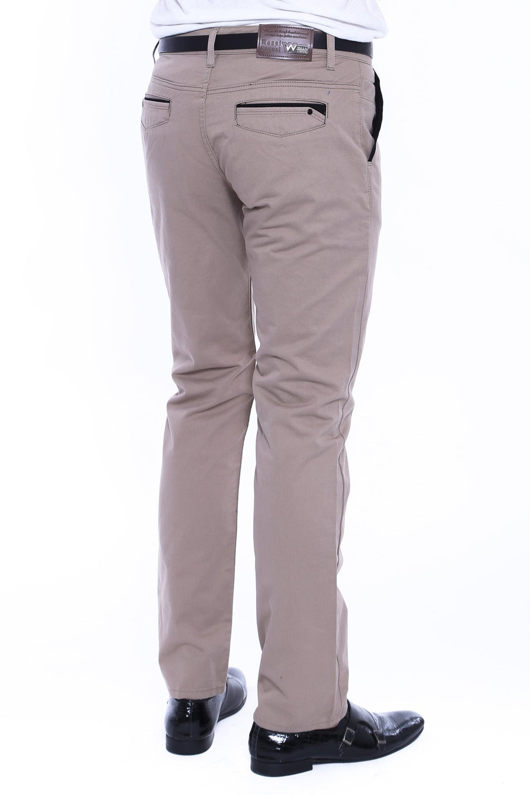 WSS Garment Stitched Pockets Cotton Beige Men Trousers - San Bruno