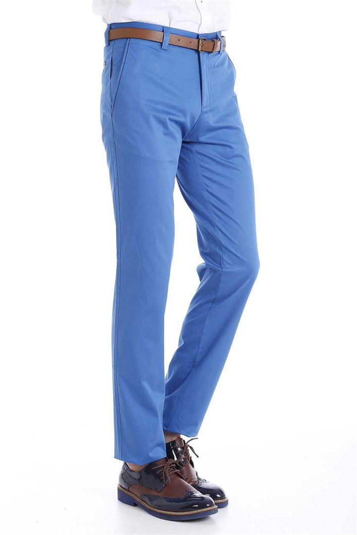 WSS Slim Fit Cotton Light Blue Men Pants  - Marina di Carrara
