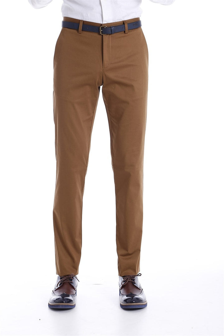 WSS Slim Fit Plain Tan Pants- - Tortosa
