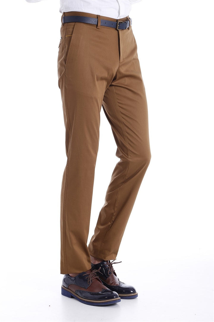 WSS Slim Fit Plain Tan Pants- - Tortosa