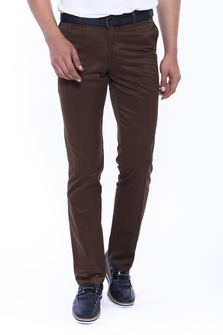 WSS Slim Fit 5 Pockets Suede Brown Men Pants - Matías Romero