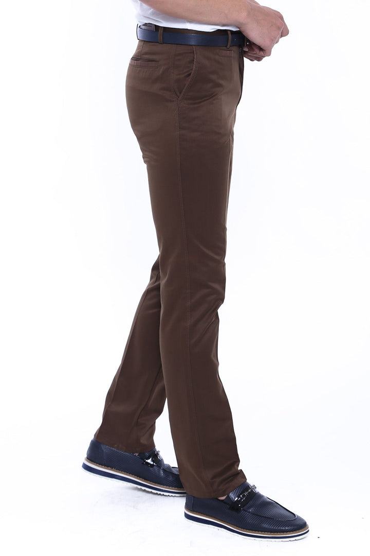 WSS Slim Fit 5 Pockets Suede Brown Men Pants - Matías Romero