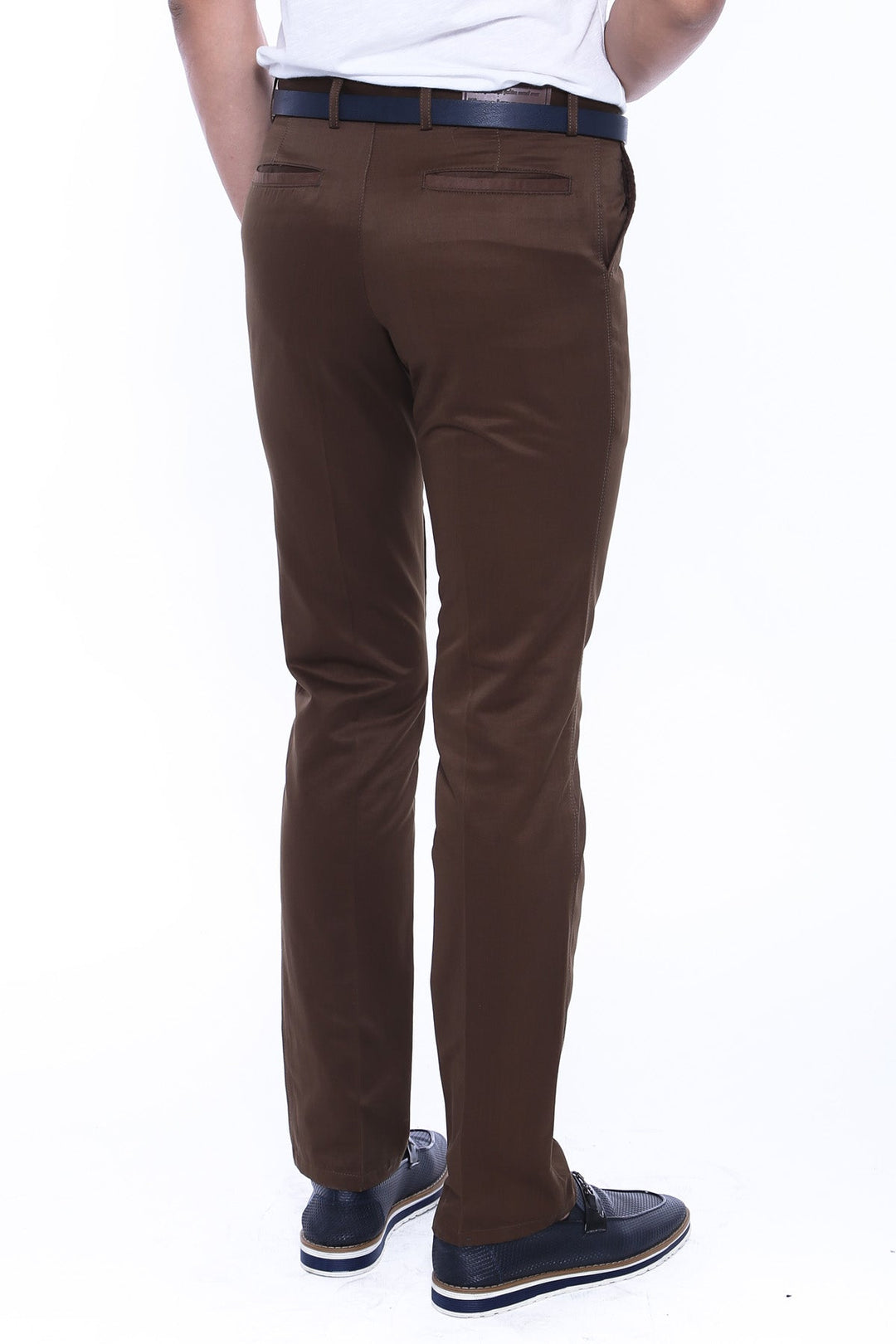 WSS Slim Fit 5 Pockets Suede Brown Men Pants - Matías Romero