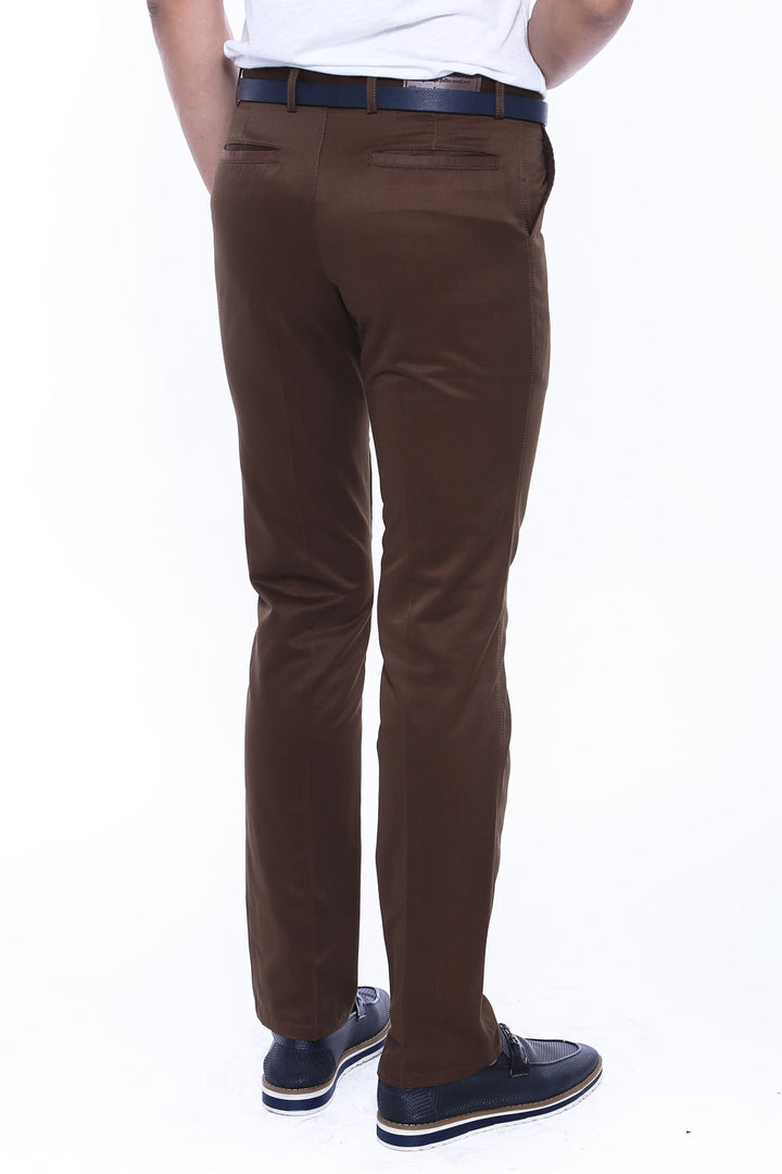 WSS Slim Fit 5 Pockets Suede Brown Men Pants - Matías Romero