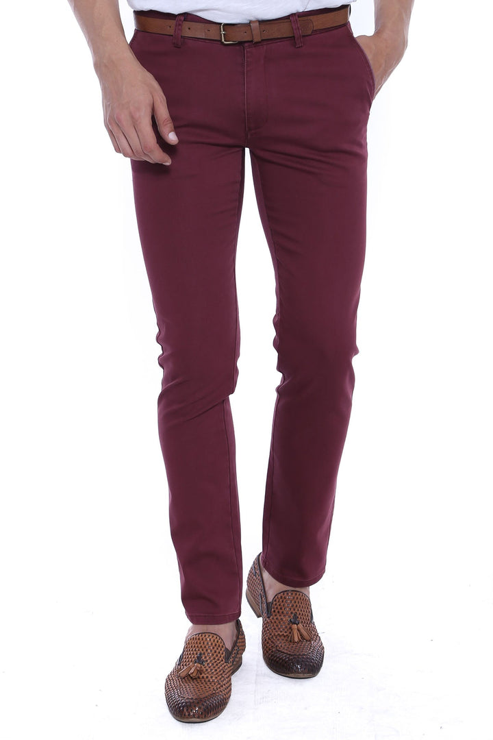 WSS Pocket Flap Plain Burgundy Pants- - Brindisi