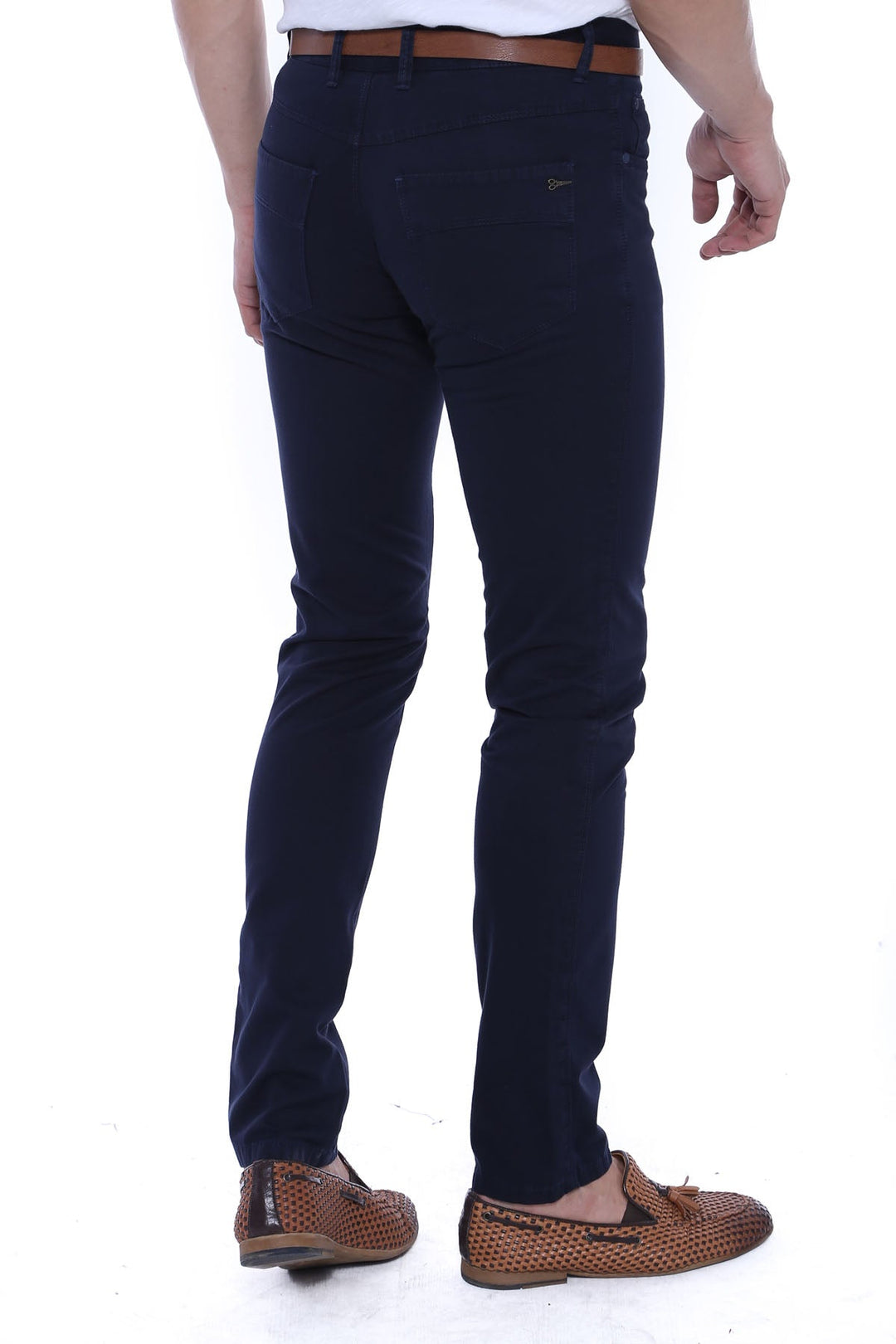 WSS Slim Fit Plain 5 Pockets Navy Blue Men Pants  - Mafamude