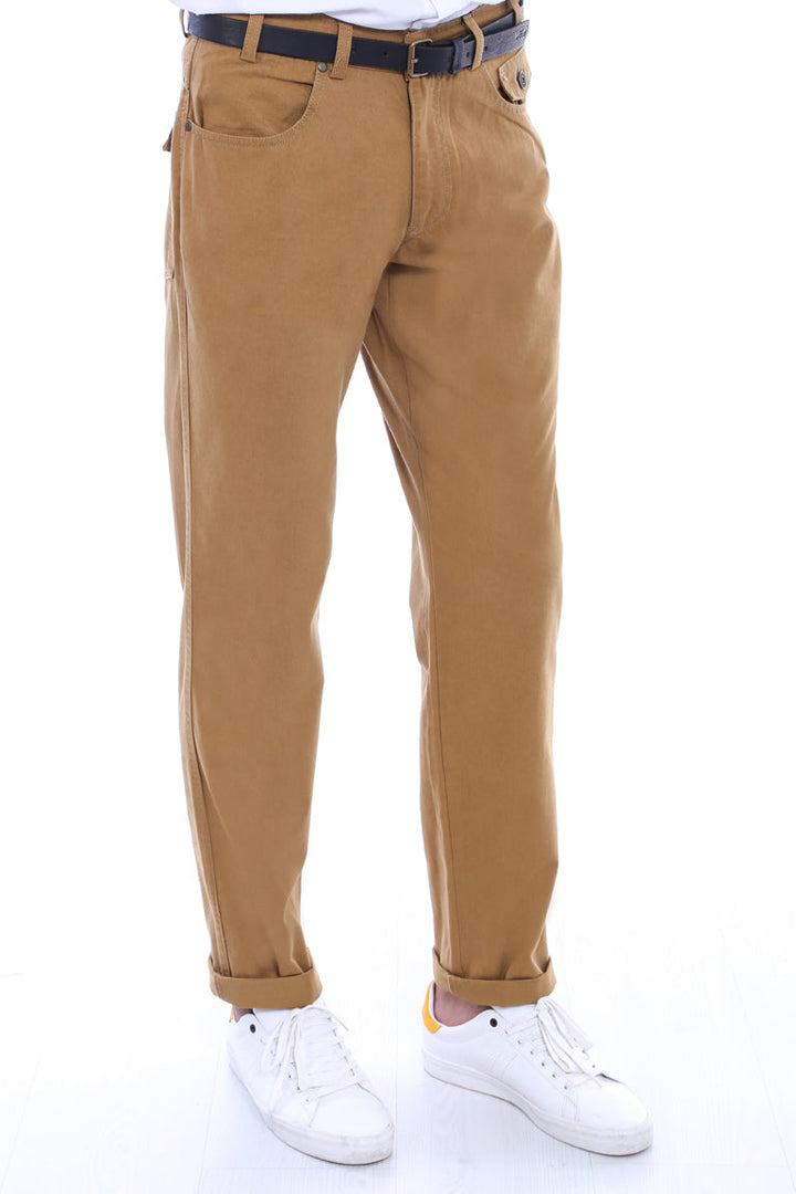 WSS Pocket Flap Suede Tan Pants- - Memphis