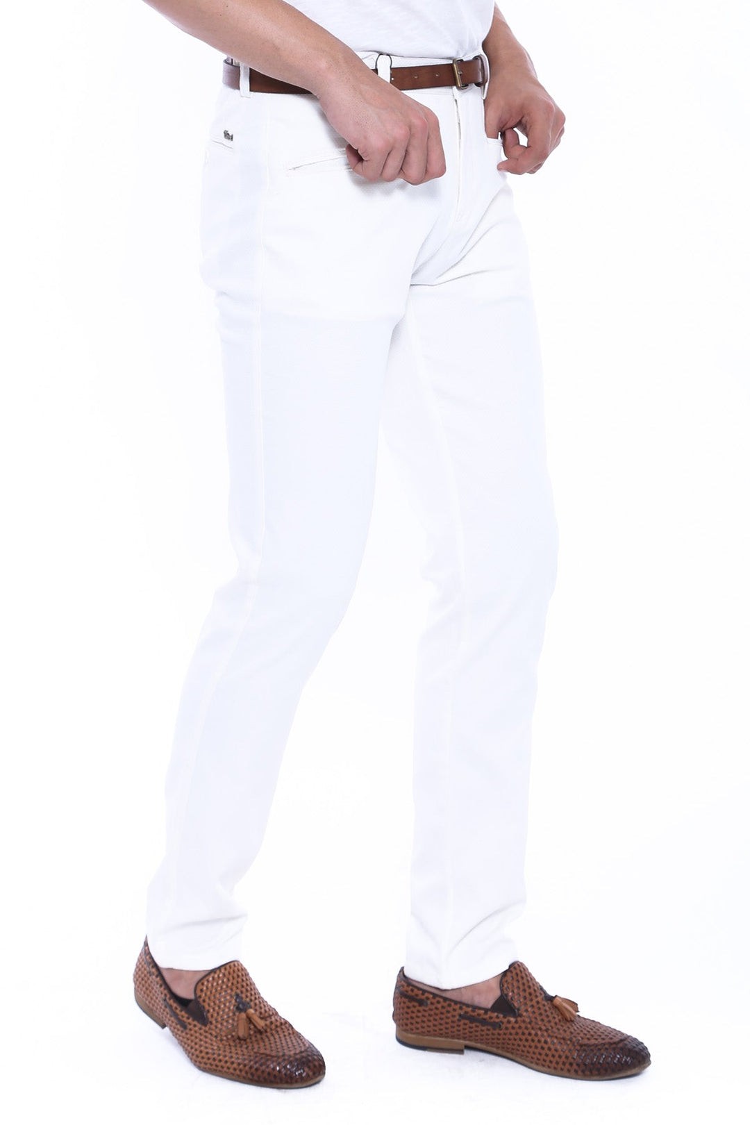 WSS Patterned Cotton White Pants- - Aulnay-sous-Bois