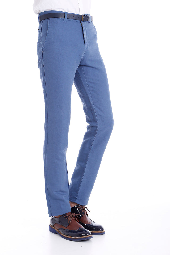WSS Linen Sports Light Blue Pants- - Ankeny