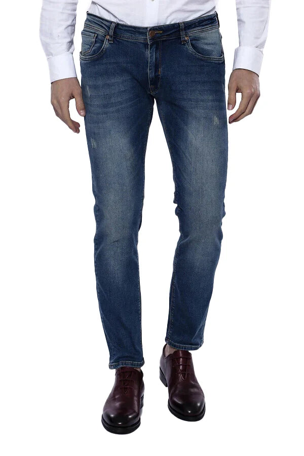 WSS Washed Dark Blue Men Jean Pants  - Singen