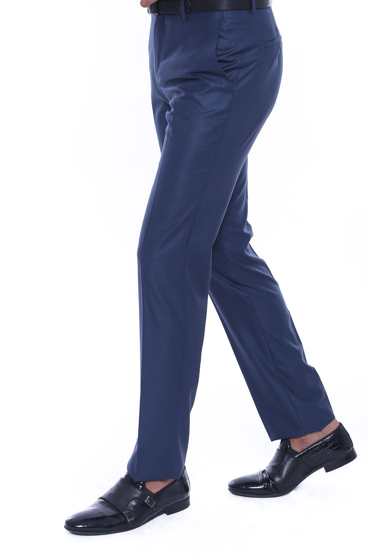 WSS Navy Blue Slim Fit Plain Men Pants  - Gainesville