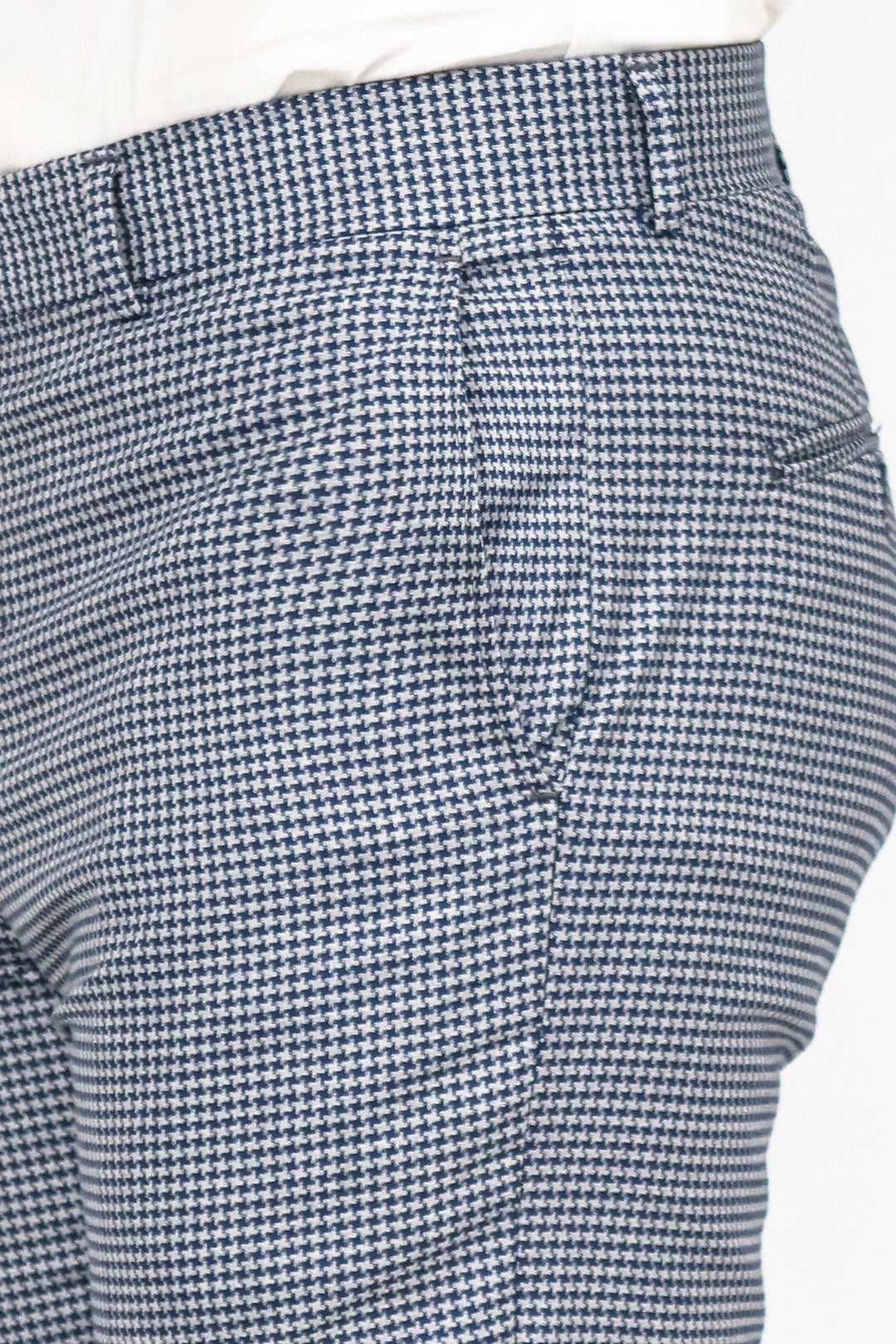 WSS بنطال رجالي أزرق منقوش بنقشة Houndstooth - سينجين