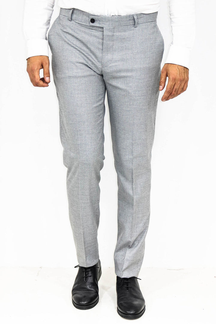 WSS بنطال رجالي رمادي منقوش بنقشة Houndstooth - سينجين