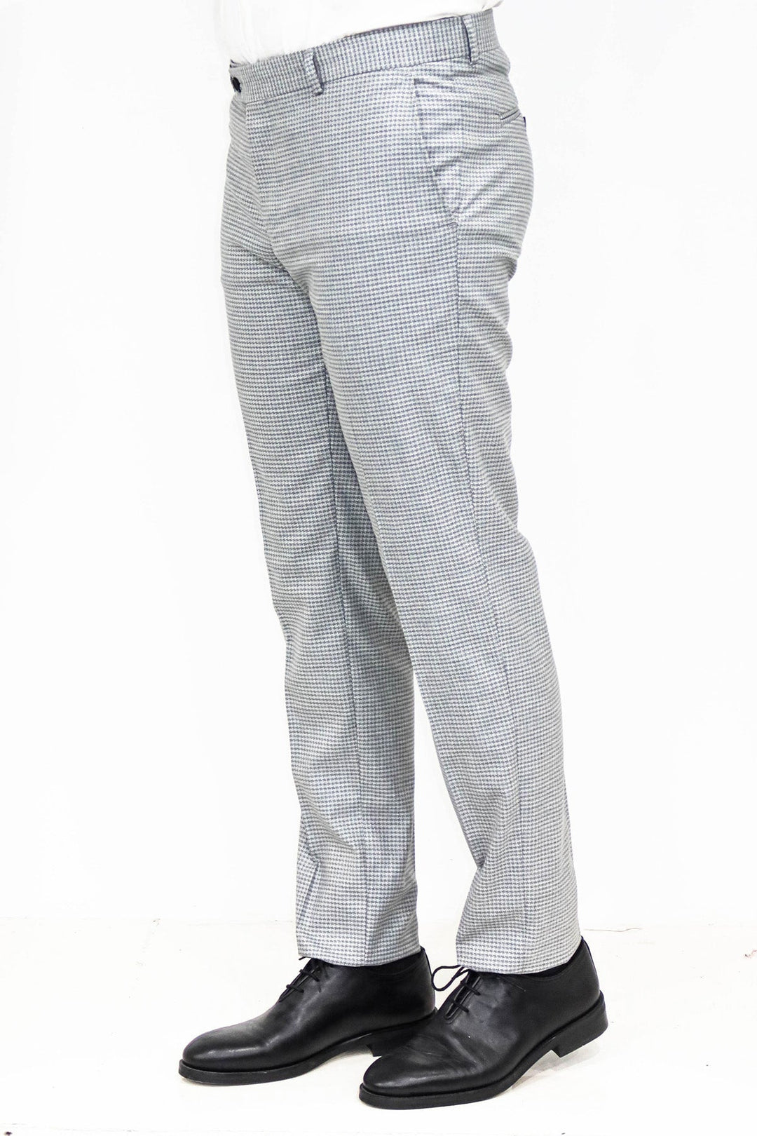 WSS بنطال رجالي رمادي منقوش بنقشة Houndstooth - سينجين