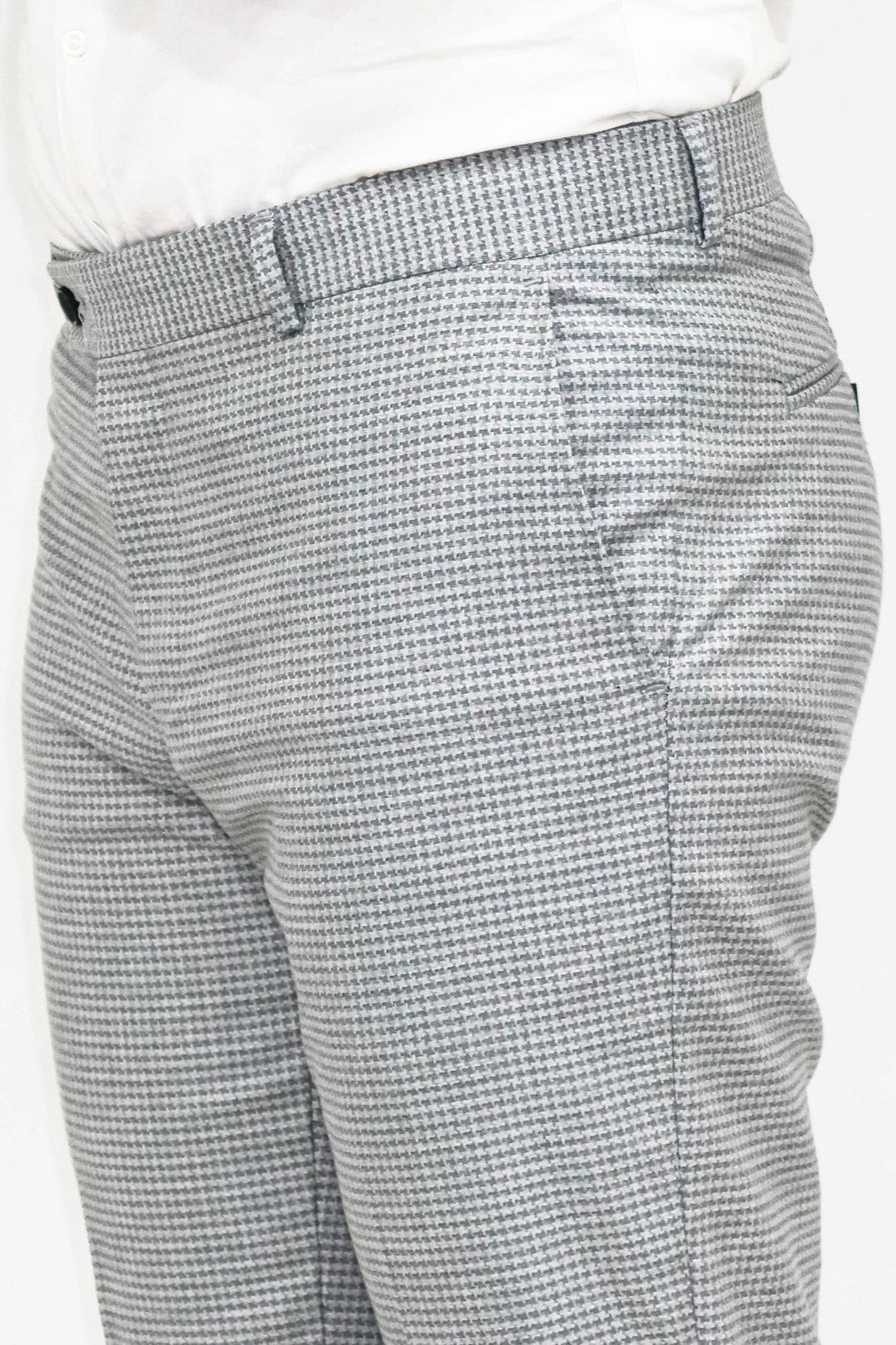 WSS بنطال رجالي رمادي منقوش بنقشة Houndstooth - سينجين