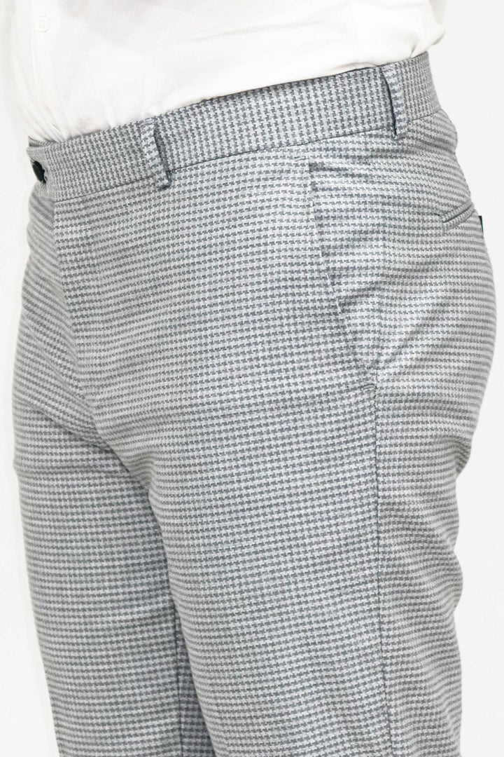WSS بنطال رجالي رمادي منقوش بنقشة Houndstooth - سينجين
