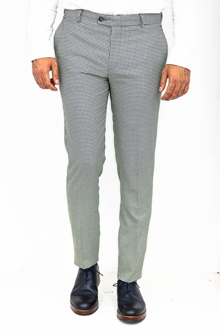 WSS سروال Houndstooth منقوش باللون الأخضر الفاتح للرجال - Singen
