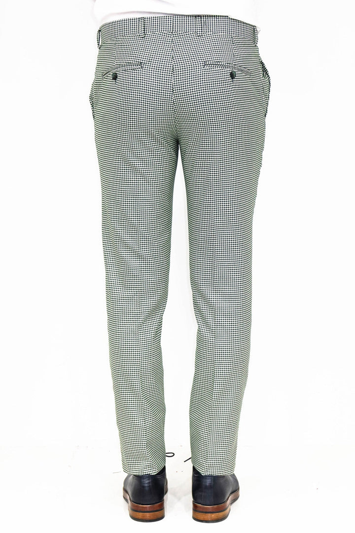 WSS سروال Houndstooth منقوش باللون الأخضر الفاتح للرجال - Singen
