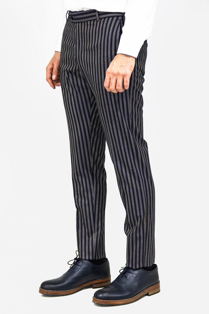 WSS Striped Navy Blue Men Trousers  - Smyrna