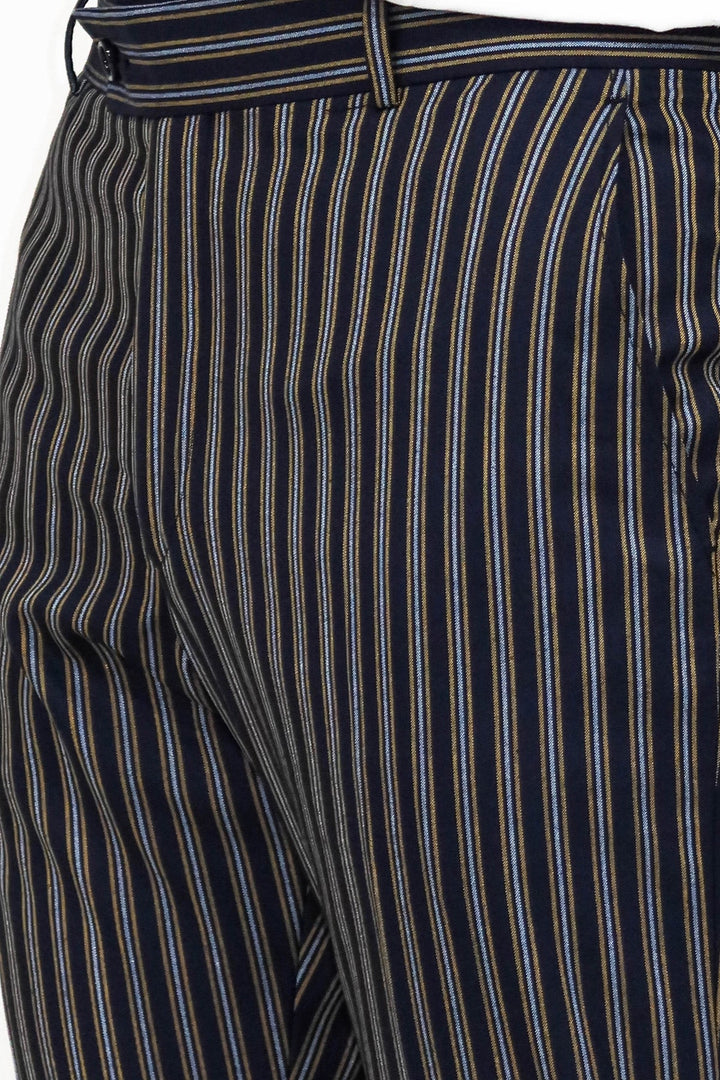 WSS Striped Navy Blue Men Trousers  - Smyrna
