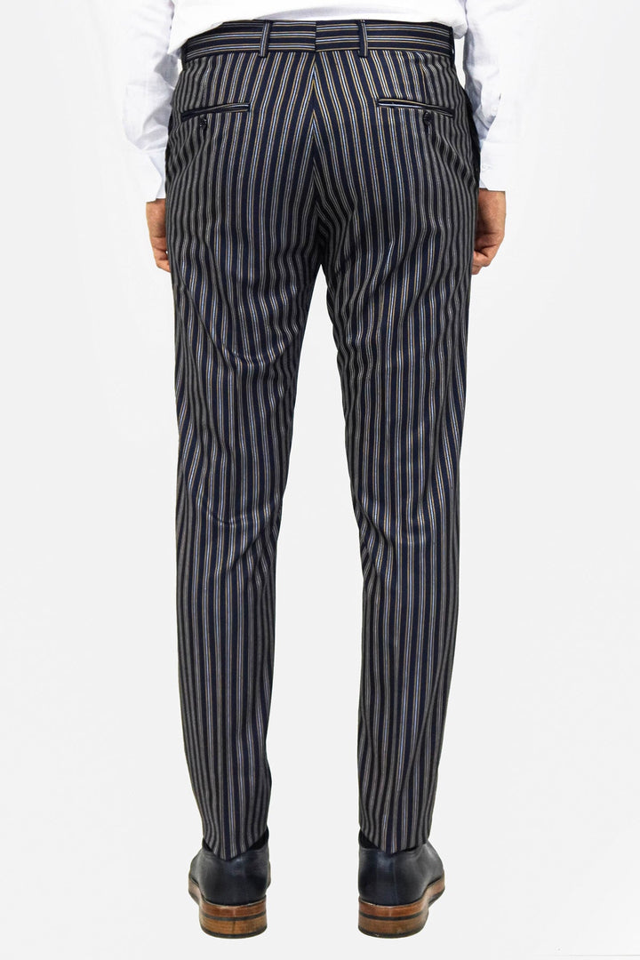 WSS Striped Navy Blue Men Trousers  - Smyrna