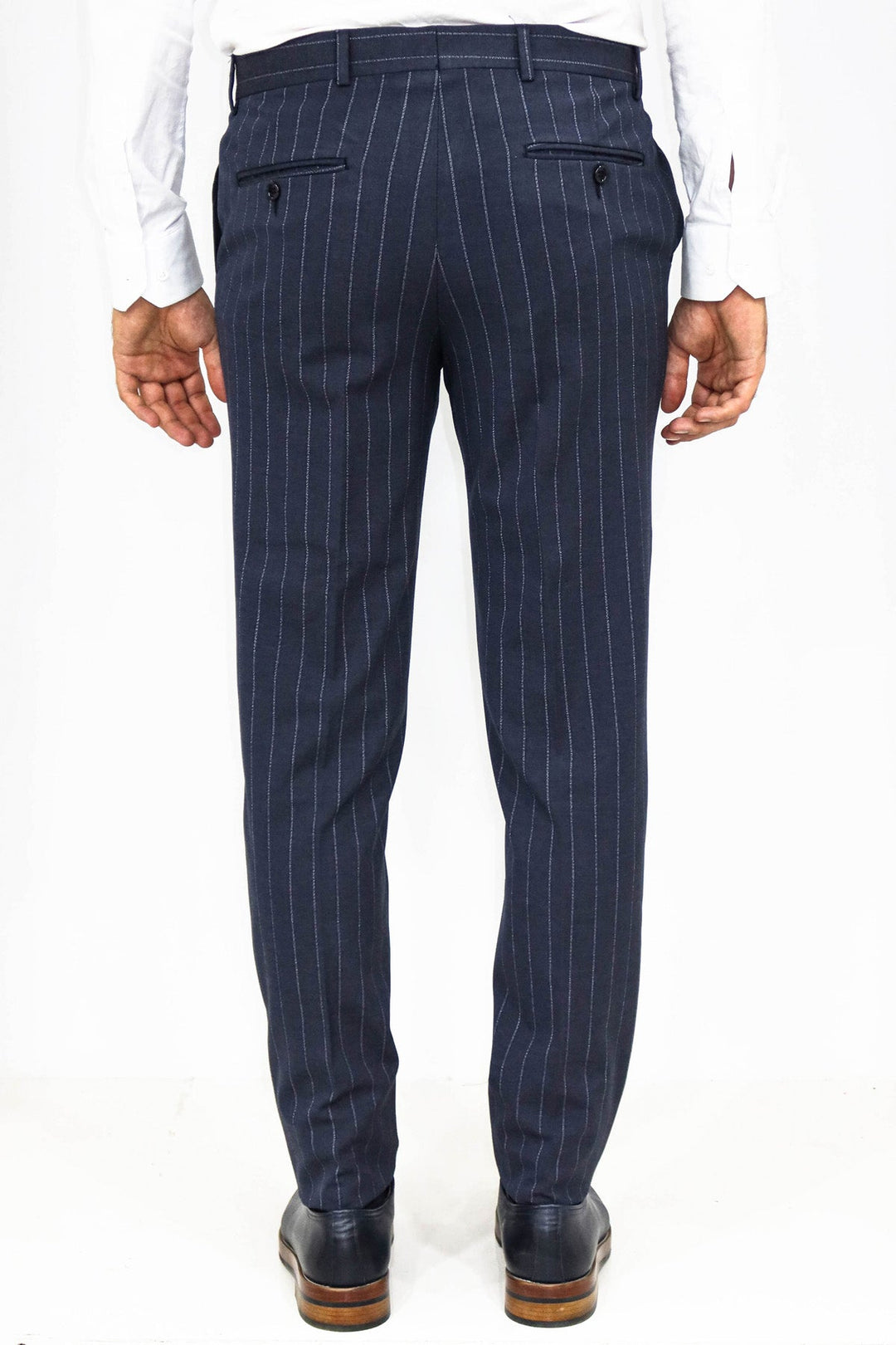 WSS Striped Slim Fit Navy Blue Men Pants  - Singen
