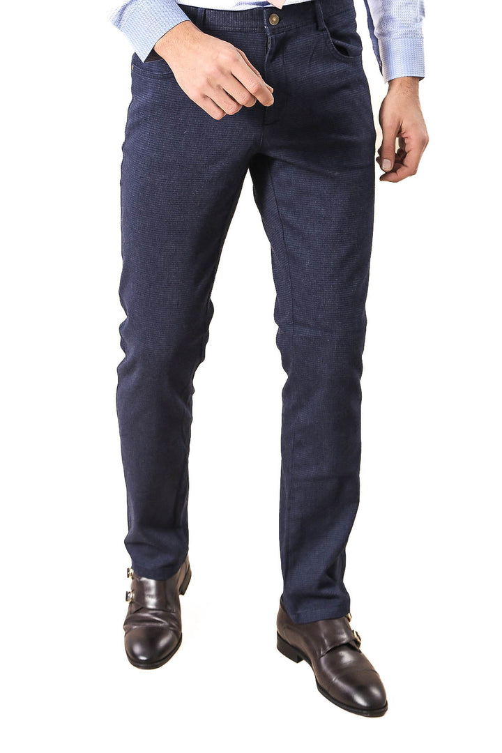 WSS Slim Fit 5 Pockets Navy Blue Men Pants  - Singen