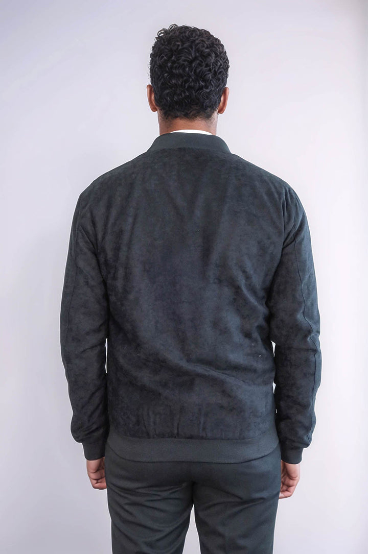 WSS Flap Pockets Suede Black Men Bomber Coat  - Spalding